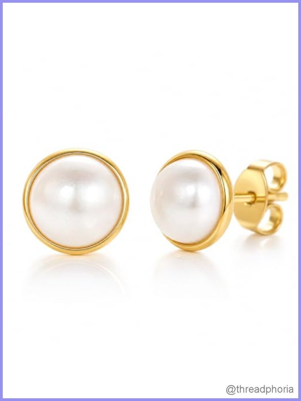18K Gold Plated Freshwater Pearl Stud Earrings Hypoallergenic 316L Stainless